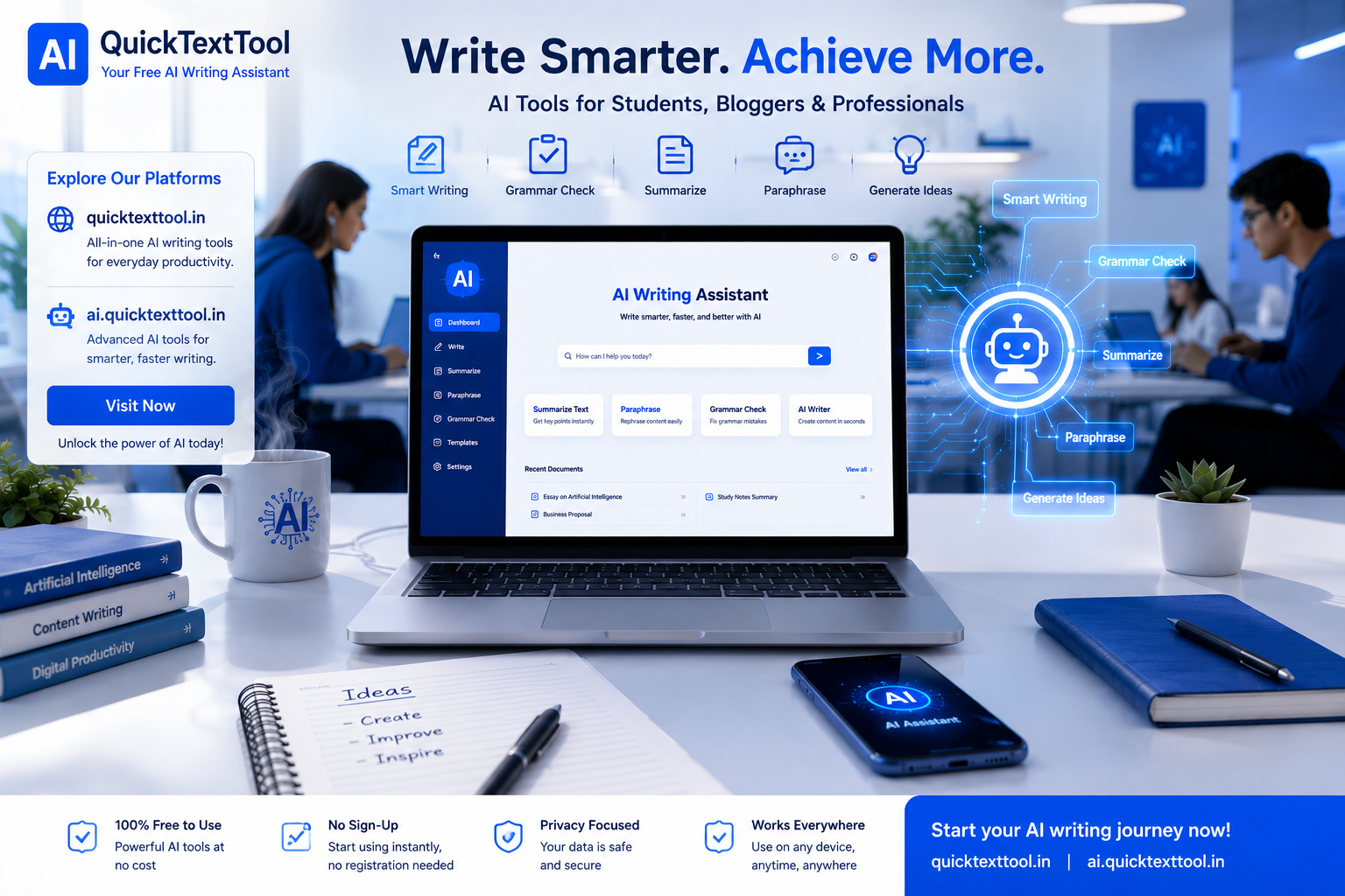 Quickly Write QuickTextTool – Free AI Writing Tools for Students & Professionals